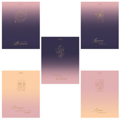 Тетрадь А5 48 л., HATBER, скоба, клетка, матовая ламинация, 3D-фольга, Золотые моменты (микс), 090125