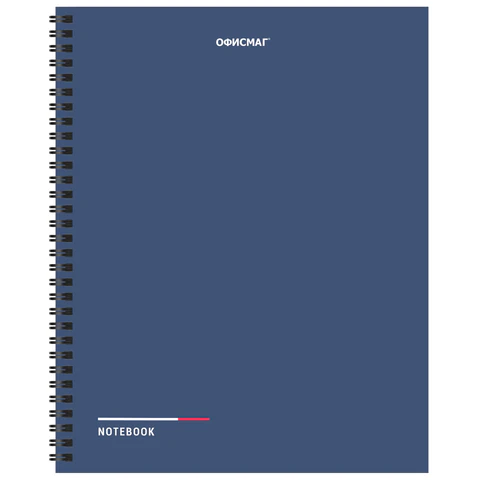 Тетрадь А5, 96 л., ОФИСМАГ, гребень, клетка, обложка картон, СИНЯЯ, 405639