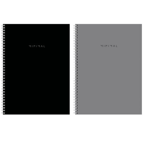 Тетрадь А4, 120 л., BRAUBERG, гребень, клетка, матовая ламинация, "Minimal Classic", 405640