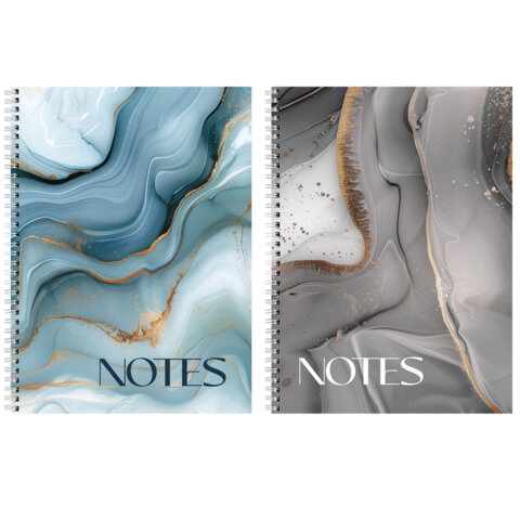 Тетрадь А4, 120 л., BRAUBERG, гребень, клетка, глянцевый лак, "Мрамор", 405641