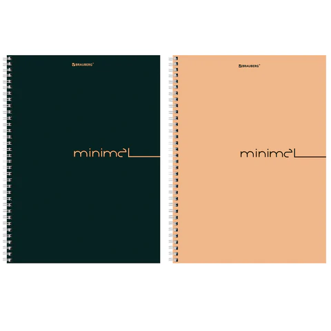 Тетрадь А4, 120 л., BRAUBERG, гребень, клетка, матовая ламинация, "Минимал Цвет", 405642