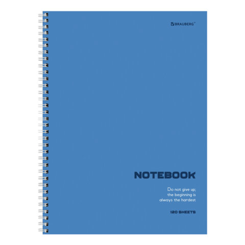 Тетрадь А4, 120 л., BRAUBERG, гребень, клетка, матовая ламинация, "Классика Blue", 405643 - фото 4