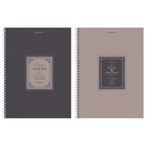 Тетрадь А4, 120 л., BRAUBERG, гребень, клетка, матовая ламинация, "Винтаж", 405644