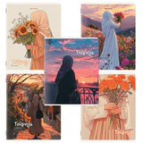 Тетрадь А5, 48 л., BRAUBERG, скоба, клетка, матовая ламинация, "Восточная девушка" (микс в спайке), 405647