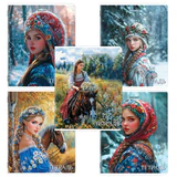 Тетрадь А5, 48 л., BRAUBERG, скоба, клетка, глянцевый лак, "Русская красавица" (микс в спайке), 405649