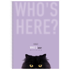 Тетрадь А4 96 л., HATBER, спираль, линия, матовая ламинация, &laquo;Кто здесь?&raquo; (микс в спайке), 093596
