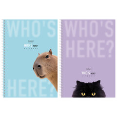 Тетрадь А4 96 л., HATBER, спираль, линия, матовая ламинация, &laquo;Кто здесь?&raquo; (микс в спайке), 093596
