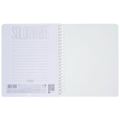 Тетрадь А5 96 л., HATBER, гребень, клетка, Soft-touch ламинация, SoloMatte &laquo;Сапфир&raquo;