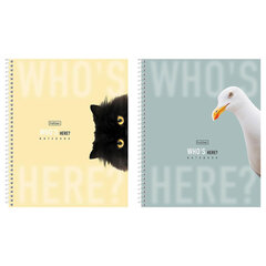 Тетрадь А5 96 л., HATBER, спираль, клетка, матовая ламинация, &laquo;Кто здесь?&raquo; (микс в спайке), 093670