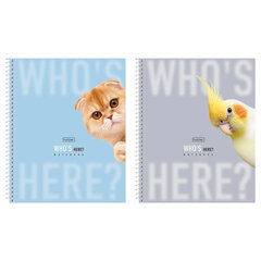 Тетрадь А5 96 л., HATBER, спираль, линия, матовая ламинация, &laquo;Кто здесь?&raquo; (микс в спайке), 093672