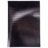 Тетрадь бумвинил А4 96 л., скоба, офсет №1, клетка, ЧЕРНАЯ, "Metallic", тиснение CROCO, HATBER, 072787