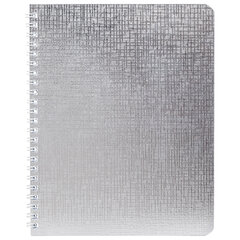 Тетрадь бумвинил А5 96 л., гребень, офсет №1, клетка, СЕРЕБРО, &laquo;Metallic&raquo;, HATBER, 058964