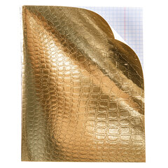 Тетрадь бумвинил А5 96 л., скоба, офсет №1, клетка, с полями, HATBER, ЗОЛОТО, &laquo;Metallic&raquo;, тиснение CROCO, 072798