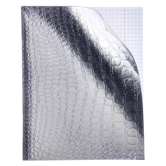 Тетрадь бумвинил А5 96 л., скоба, офсет №1, клетка, с полями, HATBER, СЕРЕБРО, &laquo;Metallic&raquo;, тиснение CROCO, 072799