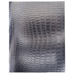 Тетрадь бумвинил А5 96 л., скоба, офсет №1, клетка, с полями, HATBER, СЕРЕБРО, &laquo;Metallic&raquo;, тиснение CROCO, 072799