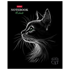 Тетрадь А5, 48 л., HATBER, скоба, клетка, матовая ламинация, 3D-лак, &laquo;Black Cat&raquo; (микс в спайке), 093159