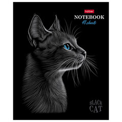 Тетрадь А5, 48 л., HATBER, скоба, клетка, матовая ламинация, 3D-лак, &laquo;Black Cat&raquo; (микс в спайке), 093159