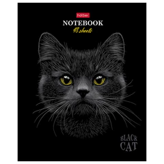 Тетрадь А5, 48 л., HATBER, скоба, клетка, матовая ламинация, 3D-лак, &laquo;Black Cat&raquo; (микс в спайке), 093159