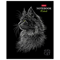 Тетрадь А5, 48 л., HATBER, скоба, клетка, матовая ламинация, 3D-лак, &laquo;Black Cat&raquo; (микс в спайке), 093159
