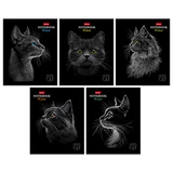 Тетрадь А5, 48 л., HATBER, скоба, клетка, матовая ламинация, 3D-лак, "Black Cat" (микс в спайке), 093159, 48Т5лолВ1