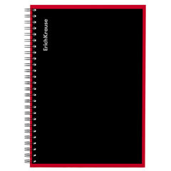 Тетрадь А5, 120 л., гребень, клетка, твердая обложка, тиснение лен, ERICH KRAUSE, &laquo;Акцент&raquo;, ассорти 4 вида, 53390