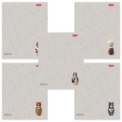 Тетрадь А5, 48 л., HATBER, скоба, линия, Soft-touch ламинация, 3D-лак, &laquo;Матрешки&raquo; (микс в спайке), 095882