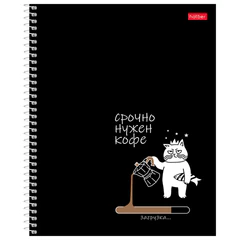 Тетрадь А5, 96 л., HATBER, спираль, клетка, рельефный картон, &laquo;Кофейные истории&raquo; (микс), 093664