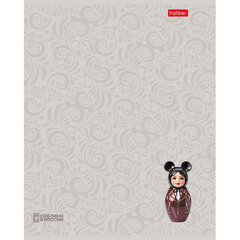 Тетрадь А5, 48 л., HATBER, скоба, клетка, soft-touch ламинация, 3D-лак, Матрешки (микс в спайке), 095881