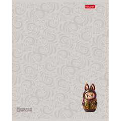 Тетрадь А5, 48 л., HATBER, скоба, клетка, soft-touch ламинация, 3D-лак, Матрешки (микс в спайке), 095881