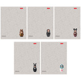 Тетрадь А5, 48 л., HATBER, скоба, клетка, soft-touch ламинация, 3D-лак, Матрешки (микс в спайке), 095881, 48Т5лолВ1