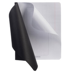 Тетрадь А5, 96 л., HATBER, скоба, клетка, обложка картон, черная, 095492