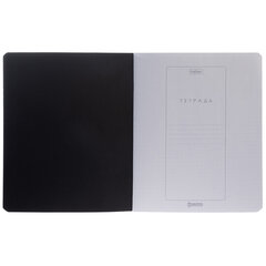 Тетрадь А5, 96 л., HATBER, скоба, клетка, обложка картон, черная, 095492