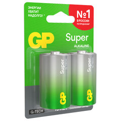 Батарейки КОМПЛЕКТ 2 шт., GP Super G-Tech, D (LR20, 13А), алкалиновые, блистер, 13A-2CR2