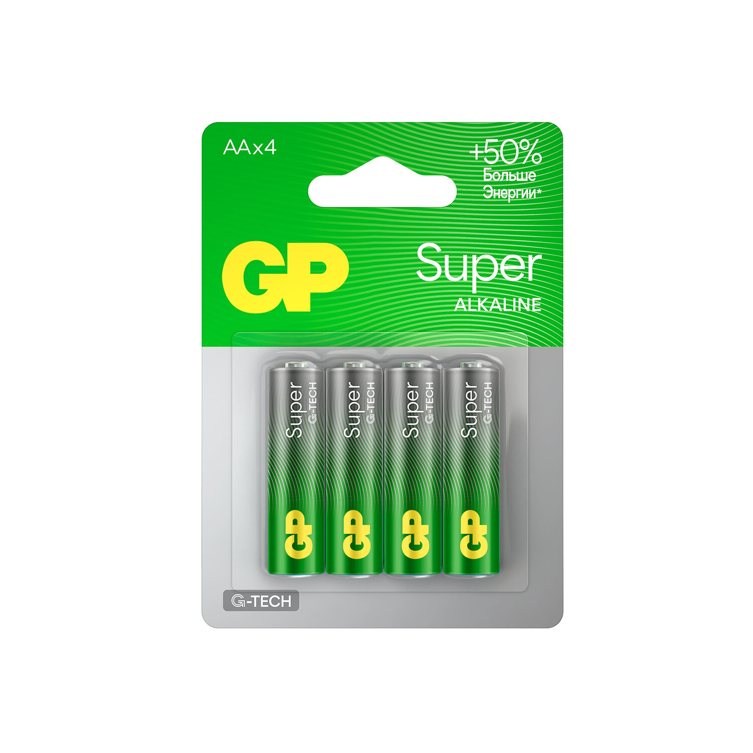 Батарейки КОМПЛЕКТ 4 шт., GP Super G-Tech, AA (LR6, 15А), алкалиновые, пальчиковые, блистер, 15A-2CR4