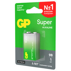 Батарейка 1 шт., GP Super G-Tech, Крона (6LR61, 6LF22, 1604A), алкалиновая, блистер, 1604A-5CR1