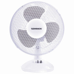 Вентилятор настольный SONNEN FT23-B6, d=23 см, 25 Вт, на подставке, 2 скоростных режима, белый/<wbr/>серый, 451038