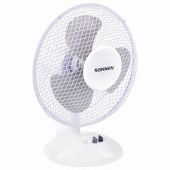 Вентилятор настольный SONNEN FT23-B6, d=23 см, 25 Вт, на подставке, 2 скоростных режима, белый/<wbr/>серый, 451038