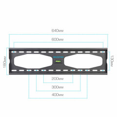 Кронштейн-крепление для ТВ настенный KROMAX STAR-11, VESA 75-600/<wbr/>400, 32-65", 0 степеней свободы, до 50 кг, серый