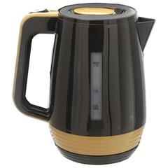 Чайник SONNEN KT-1776, 1,7 л, 2200 Вт, закрытый нагревательный элемент, пластик, черный/<wbr/>горчичный, 453418