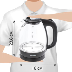 Чайник SONNEN KT-1786, 1,7 л, 2200 Вт, закрытый нагревательный элемент, стекло, 453422
