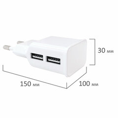 Зарядное устройство сетевое (220 В) RED LINE NT-2A, 2 порта USB, выходной ток 2,1 А, белое