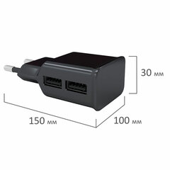 Зарядное устройство сетевое (220 В) RED LINE NT-2A, 2 порта USB, выходной ток 2,1 А, черное