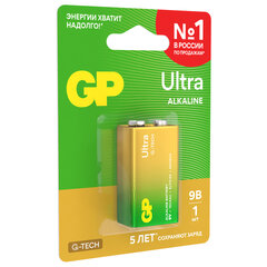 Батарейка 1 шт., GP Ultra G-Tech, Крона (6LR61, 6LF22, 1604A), алкалиновая, блистер, 1604AU-5CR1
