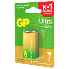 Батарейка 1 шт., GP Ultra G-Tech, Крона (6LR61, 6LF22, 1604A), алкалиновая, блистер, 1604AU-5CR1