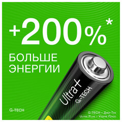 Батарейки КОМПЛЕКТ 4 шт., GP Ultra Plus G-Tech, AAA (LR03), алкалиновые, мизинчиковые, 24AUPA21-2CRSB4