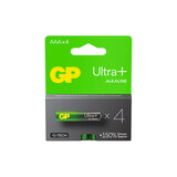 Батарейки КОМПЛЕКТ 4 шт., GP Ultra Plus G-Tech, AAA (LR03), алкалиновые, мизинчиковые, 24AUPA21-2CRSB4