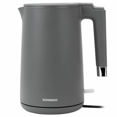 Чайник электрический с двойными стенками SONNEN KT-8719G, 1,5 л, 2200 Вт, графитовый, 454693