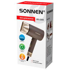 Фен для волос SONNEN HD-2285, 2200 Вт, турмалиновая ионизация, 3 режима, холодный обдув, 454697