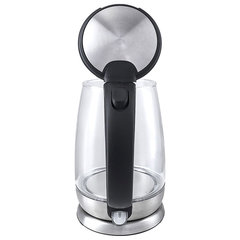 Чайник KITFORT КТ-619, 1,7 л, 2200 Вт, закрытый нагревательный элемент, стекло, серебристый