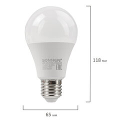 Лампа светодиодная SONNEN, 15 (130) Вт, цоколь Е27, груша, теплый белый, 30000 ч, LED A65-15W-2700-E27, 454919